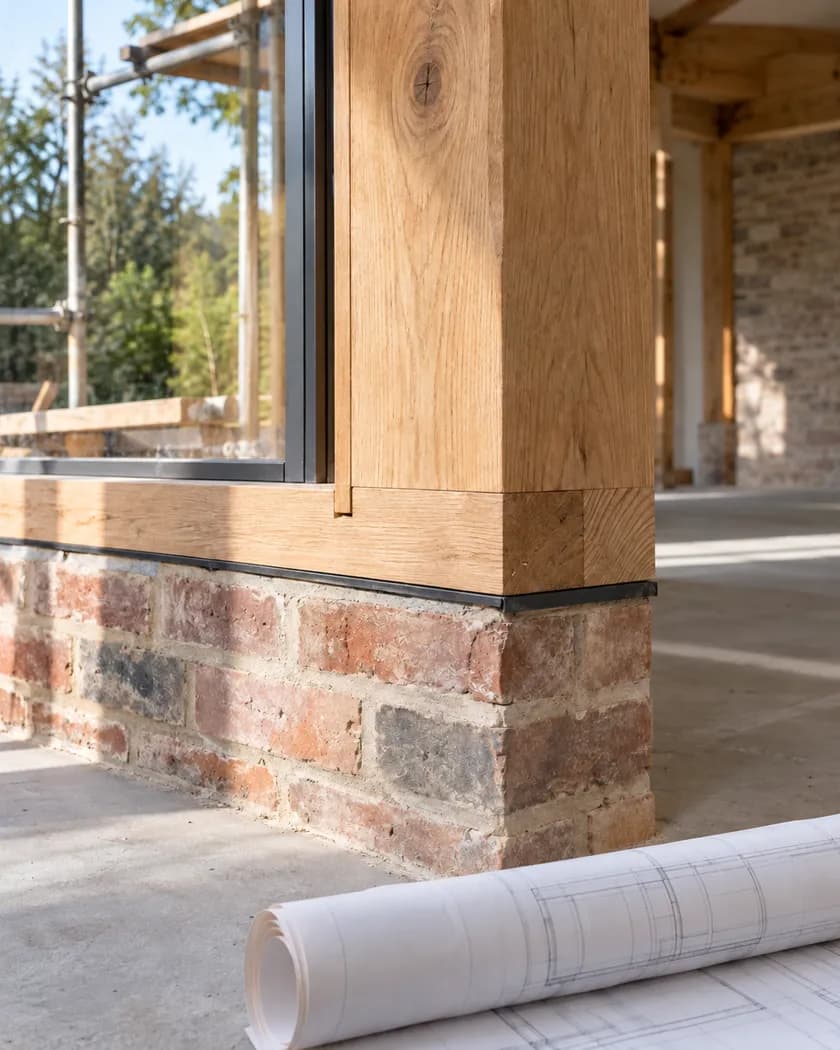 A precise junction between building materials in natural daylight